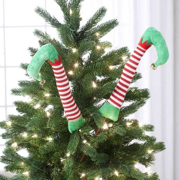 SET OF 2 ELF LEGS Christmas Tree Ornament Decor - Picture 1 of 2
